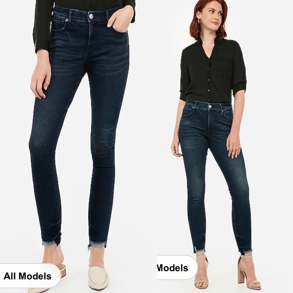 Express NWOT Dark Wash High Waisted Skinny Ankle - Picture 1 of 7